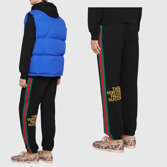 GUCCI PANTS MENS JOGGING THE NORTH FACE x TRACK TROUSERS WEB DETAIL sz L - Picture 3 of 15